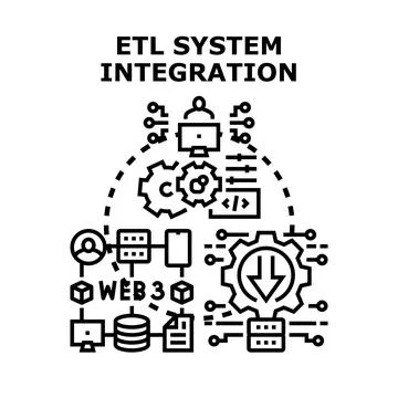 Etl data system integration workflow process concept イラスト素材