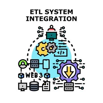 Etl data system integration workflow process concept Stock Illustration