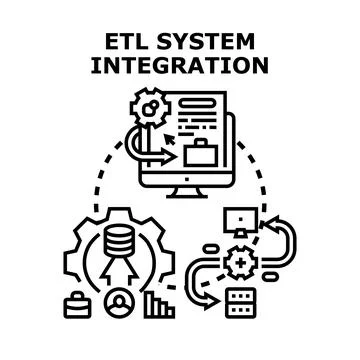 Etl system integration extracting transforming loading data 스톡 일러스트