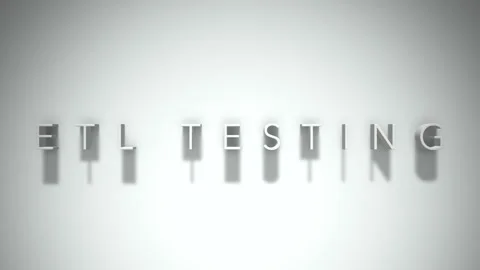 Etl testing 3D title animation with shadows on a white background Stock Footage 297024791