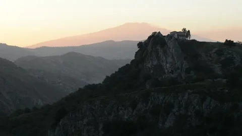 Etna and house at sunset Stock Footage 196294865
