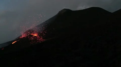 Etna eruption at dawn Stock Footage 42262337