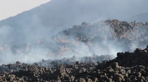 Etna eruption   - lava flow and explosions Stock Footage 45129205