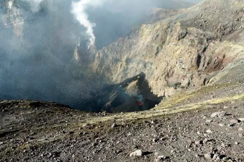 Etna inside crater Stock Photos