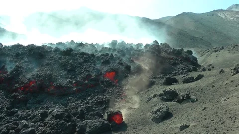 Etna lava flow Stock Footage 197371143