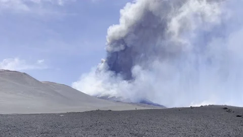 Etna mount volcano eruption in Sicily Stock-Footage 155241744