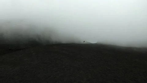 Etna, Sicily - suggestive view of slopes of the volcano shrouded in fog Video stock 149502489