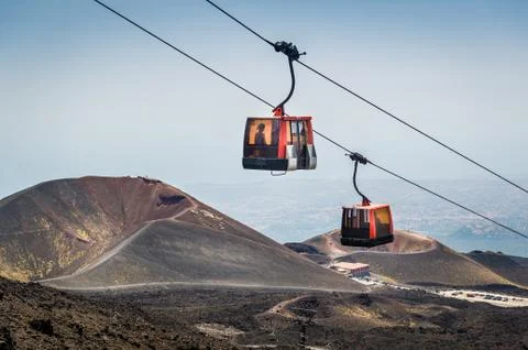Etna volcano funicular Stock Photos