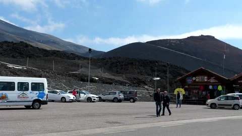 Etna volcano tourist base centre center Vídeo Stock 156588933
