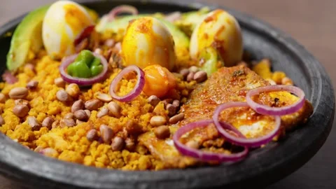 Eto With Groundnut and Avocado, Mashed Ripe Plantain, Palm Oil, Ghana Dish 動画素材 346249882