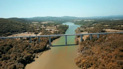 ETR 1000-Freccia Rossa-Train Aerial flight 4K view rail bridge-passes by-Italy Stock Footage 196233804