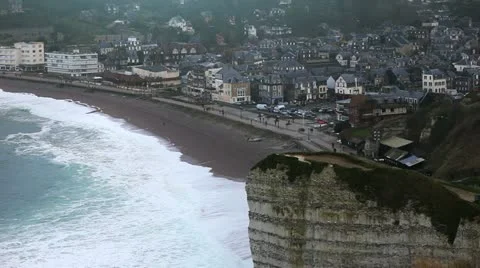 Etretat - Beach city Stock Footage