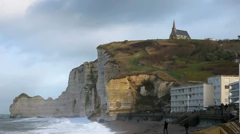 Etretat cliff - 03 Stock Footage 18162084