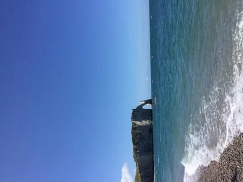 Etretat cliffs, Atlantic ocean Stock Photos