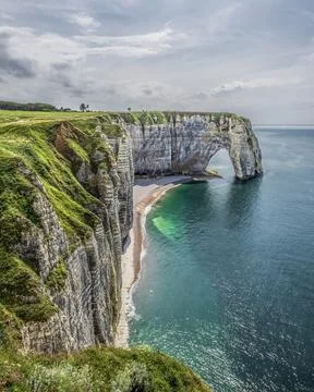 Etretat Cliffs wide angle view 2 Stock Photos