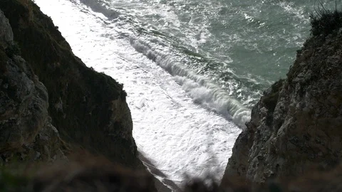 Etretat, Normandy. Etretat cliffs on the atlantic ocean shore Normandy, France Stock Footage 112750082