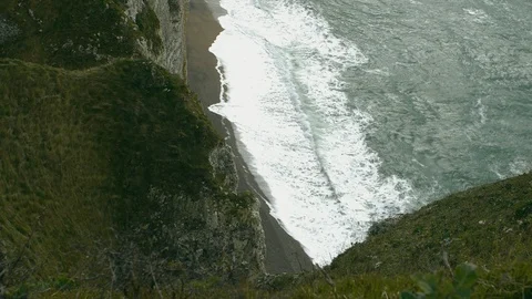 Etretat, Normandy. Etretat cliffs on the atlantic ocean shore Normandy, France Stock Footage 112750170