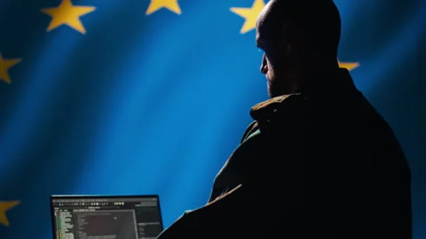 EU alliance engineer protecting against fake accounts on social media Stock-Footage 278293362
