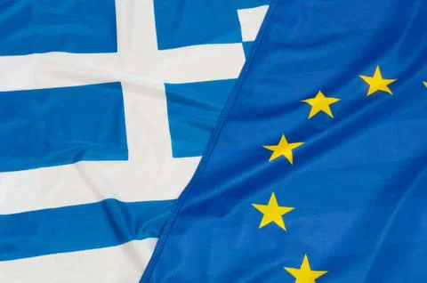 EU and Greece Flags Stock Photos
