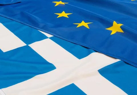 EU and Greece Flags Stock Photos