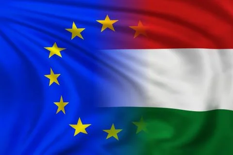 EU and Hungary flag イラスト素材