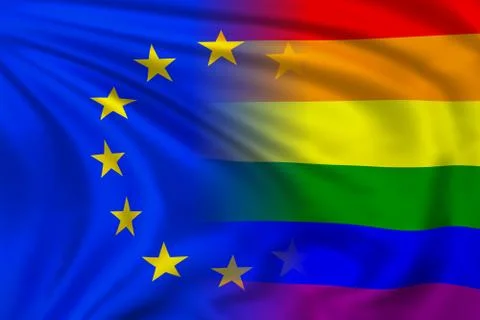 EU and rainbow flag Stock-Illustration