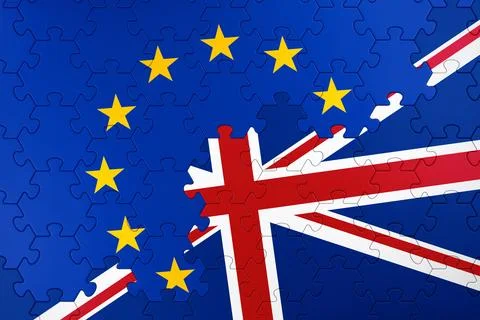 The EU and the UK Flags Stock Illustration