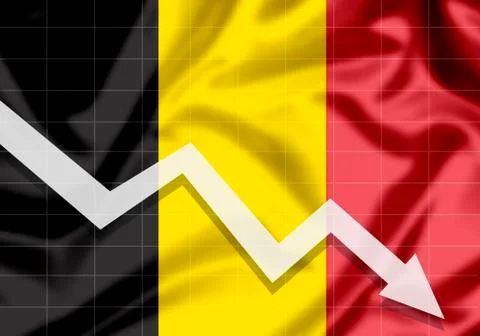 EU Belgium flag down arrow Stock Illustration