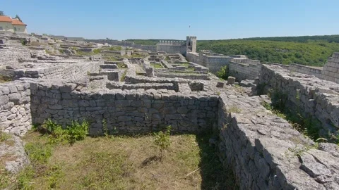 EU BG Drone View of the Ruins of Shumen Fortress on Shumen Plateau Stock Footage 323968962