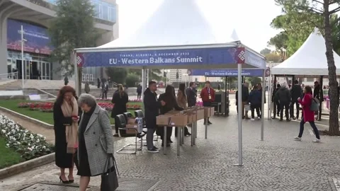 The EU commits to the "acceleration" of the enlargement process of the Balkans,  Stock Footage 224363231