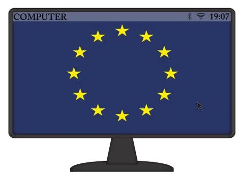 EU Computer Flag Stock Illustration