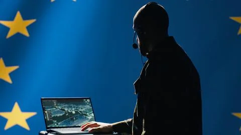 EU counterintelligence division agent maintains air space superiority Stock Photos