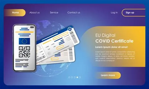 EU Digital COVID Certificate web banner and mobile app kit. Stock Illustration