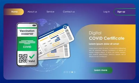 EU Digital COVID Certificate web banner and mobile app kit. Illustrazione stock