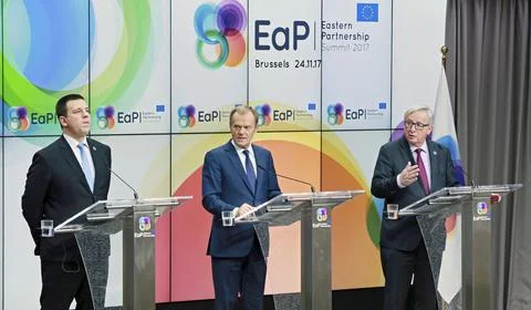 EU Eastern Partnership Summit, Brussels, Belgium - 24 Nov 2017 Fotos Stock