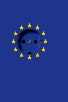 EU Electricity Concept: Power Socket With EU Flag, 3d illustration Stock Illustration