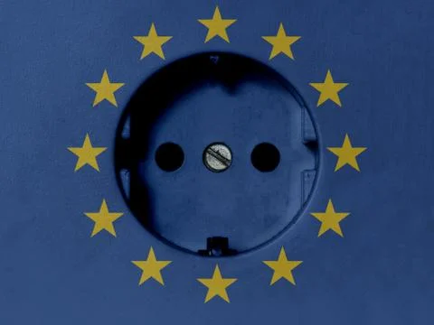 EU Electricity Concept: Power Socket With EU Flag Stock Photos