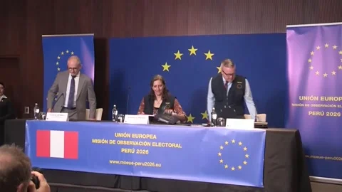 EU EOM presents final report on Peru's 2026 general elections, Lima, PE - 18 Aug Stock Footage 342581636