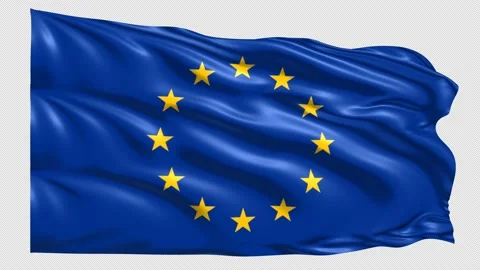 EU Europe Flag Loop 4K UHD 3840 x 2160 with alpha channel Stock Footage 221485547