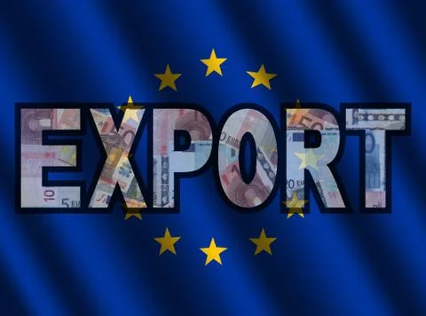 Eu export with cash and flag Stock Illustration