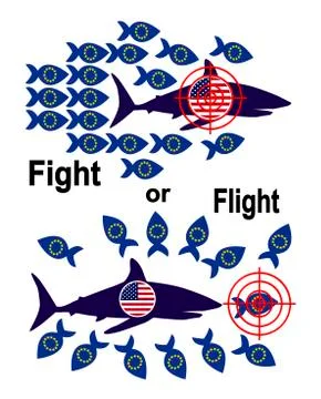 The EU to fight or flight in the US tariff conflict Stock Illustration