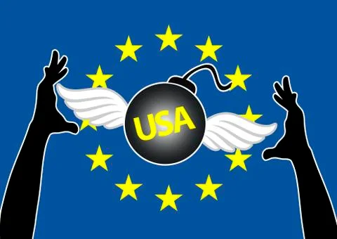 EU fights back on US tariffs Stock Illustration