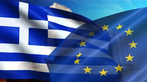 EU flag and flag of Greece Video stock 51850245