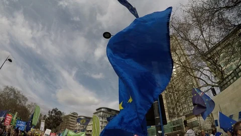 EU flag blowing in the wind 02 Stock Footage 105079120