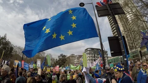 EU flag blowing in the wind 03 Stock Footage 105078795