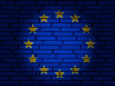 EU flag brick wall Stock Illustration
