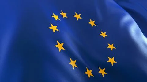 EU Flag Close-up 3D Render Illustrazione stock
