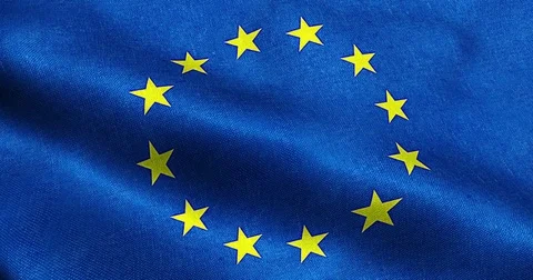 EU flag, euro flag, flag of european union waving Stock Footage 69842537