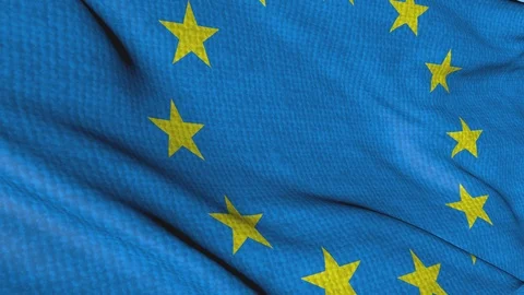 EU flag with fabric texture swaying in the wind. Video stock 108638011