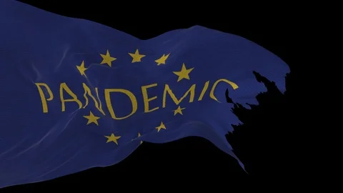The EU flag flutters in the wind-a dirty and torn canvas with the inscription Stock Footage 126242437